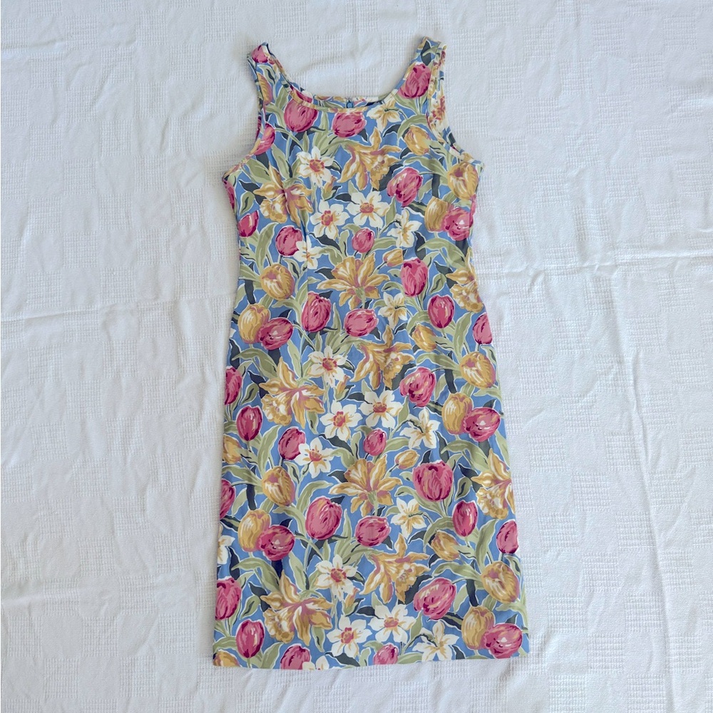 Vintage Laura Ashley Floral Cotton Mini Sundress Dress